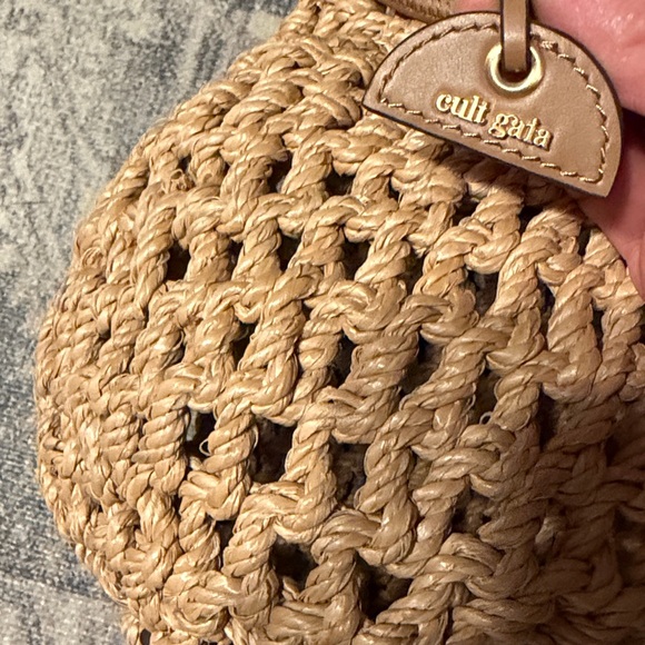 Cult Gaia Enya Interwoven Crochet Top Handle Basket Bag Natural - Picture 6 of 13